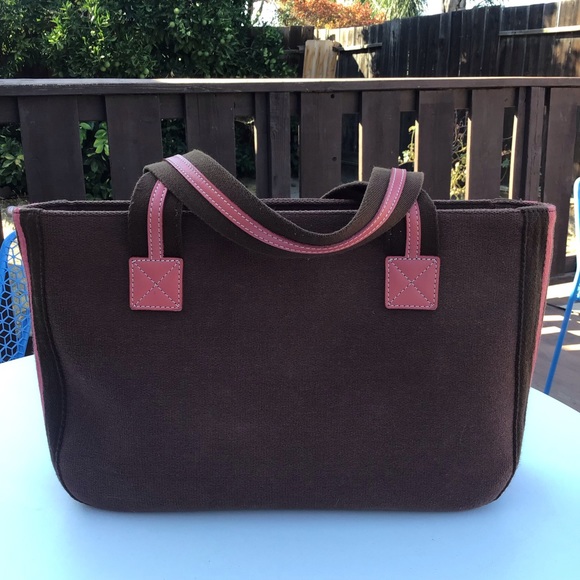 🛍BURBERRY Blue Label Brown/Rose Wine Wool/Canvas - Picture 2 of 12